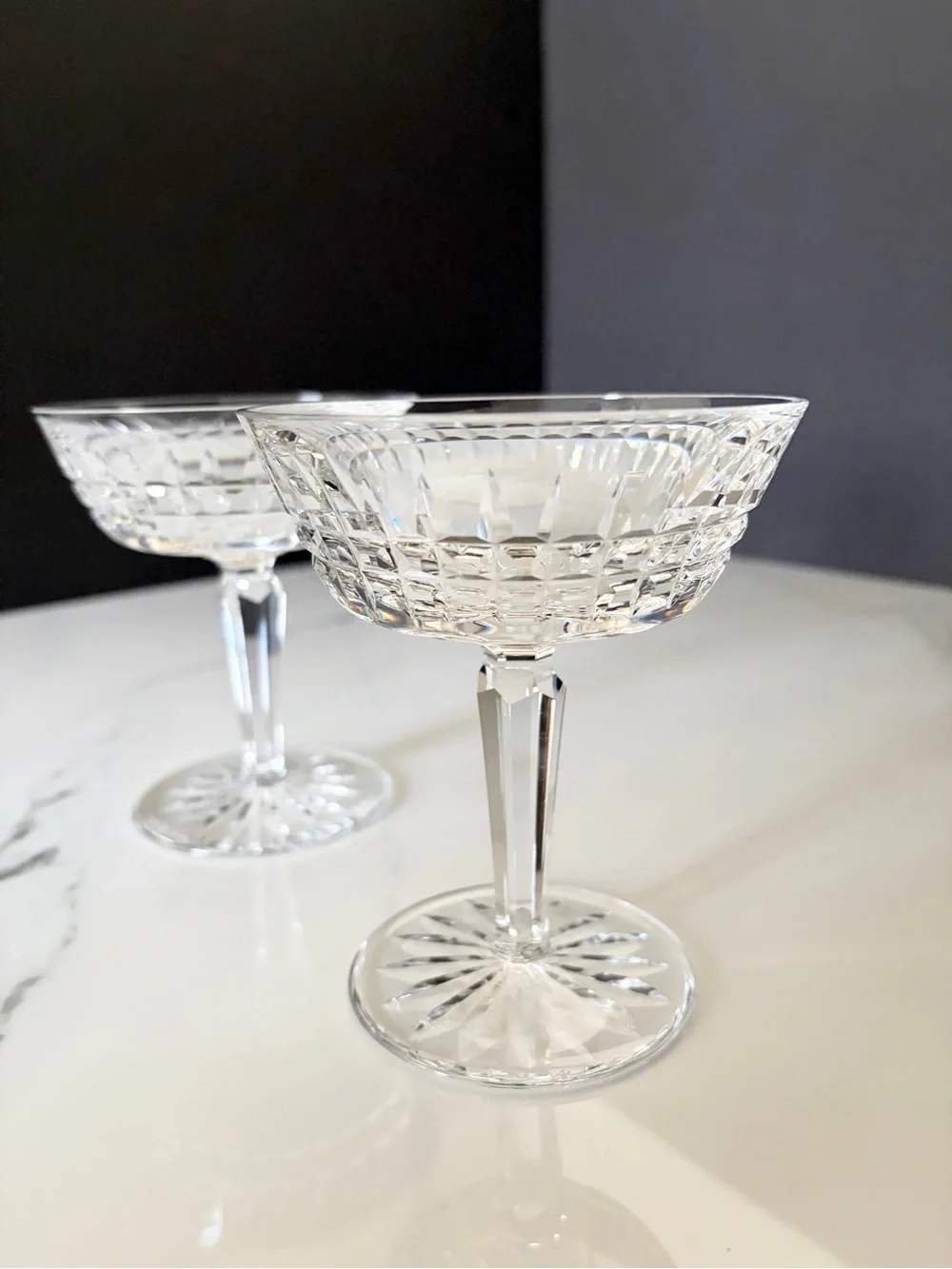 SET of 2 Glenmore Champagne Coupes by Waterford Crystal